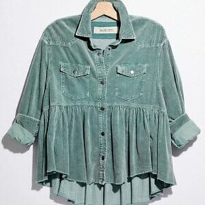 We The Free Dylan Babydoll Cord Top XS Luna Wash (sage color)